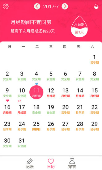 排卵期安全期日歷3