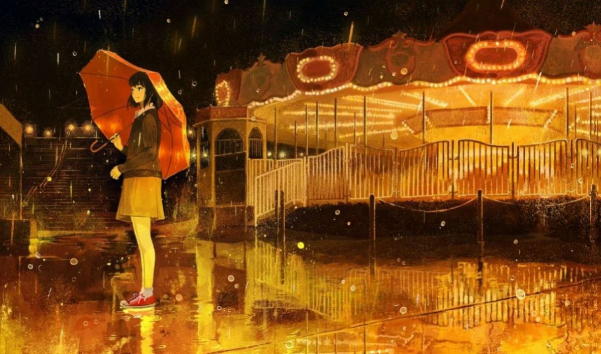 下雨天一個小男孩給女孩錢動圖圖片大全分享2